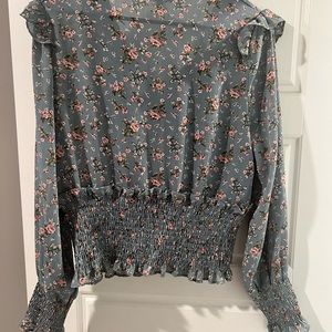 Blue floral crop top